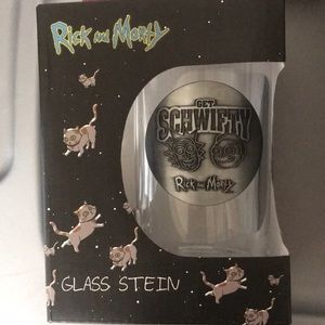 Rick and Morty glass stein.
